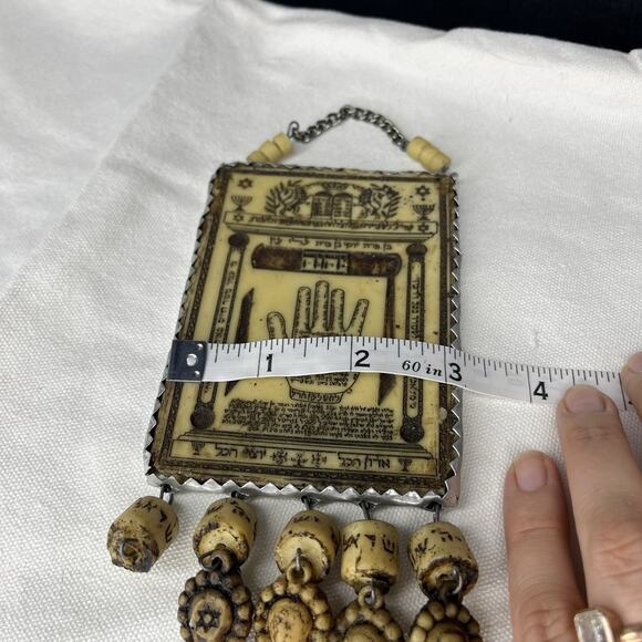 Vintage Judaica Hebrew Kabbalistic Hand Writing on Hand Hanging Amulet Kabbalah - Picture 7 of 8